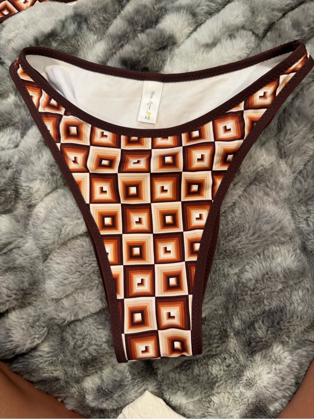Heavy Manners Brown and Orange Geo Print Bikini Bottom